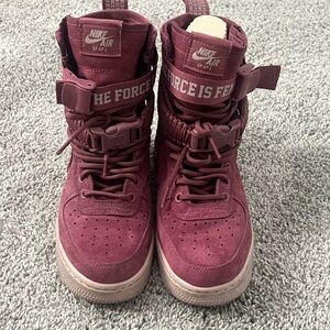 Nike SF AF-1 High Tops in Deep Burgundy